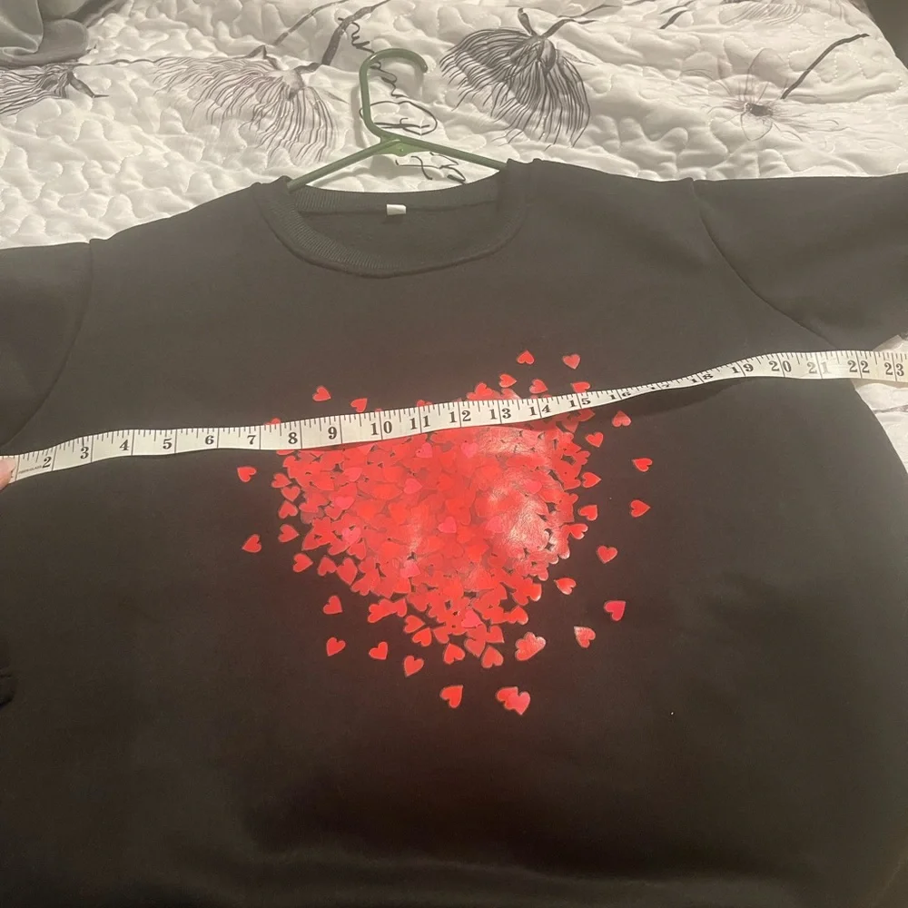 Black Sweatshirt with Red Heart Design - Picture 5 of 9